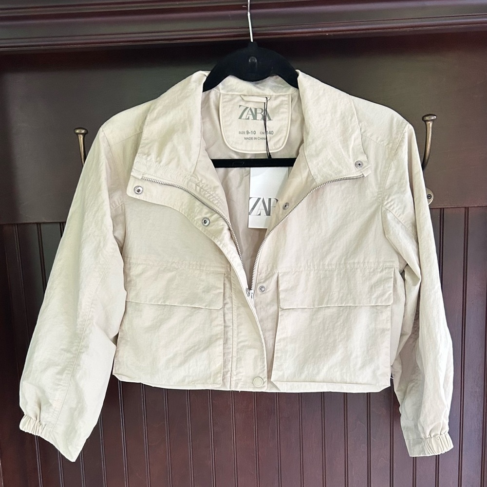 NWT ZARA Kids Lightweight Utility Cargo Jacket Neutral Layer Casual | Size 9-10 - Picture 3 of 14